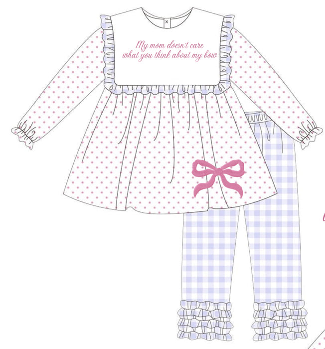 RTS Bow Mom Doesn’t Care Pants Set