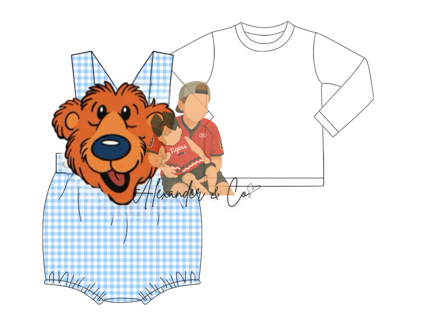 RTS Blue House Bear Boy Applique Bubble Set