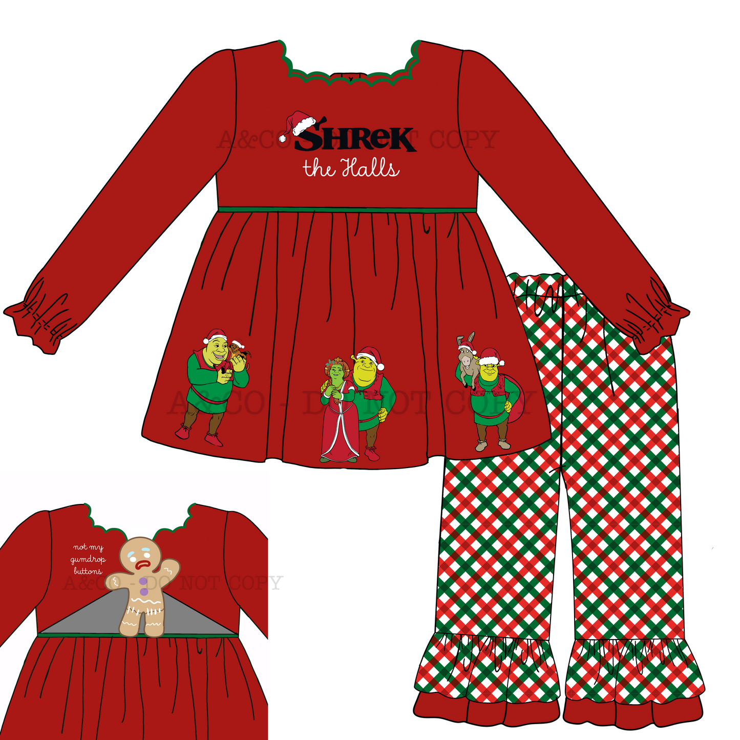 CHRISTMAS PO2: Shrek The Halls Girl Pant Set