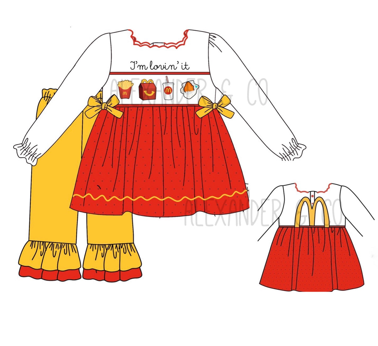 FOODIE PO: Hand Smocked I’m Lovin It Girl Pants Set