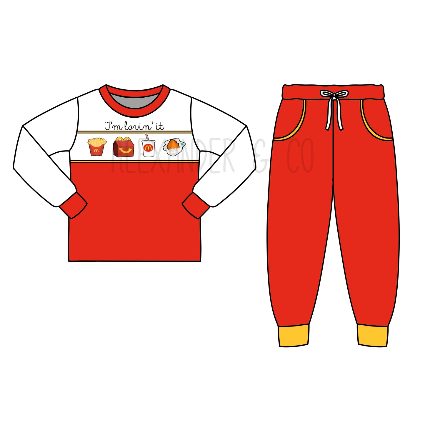 FOODIE PO: Hand Smocked I’m Lovin It Boy Pants Set