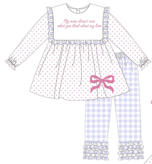 RTS Bow Mom Doesn’t Care Pants Set