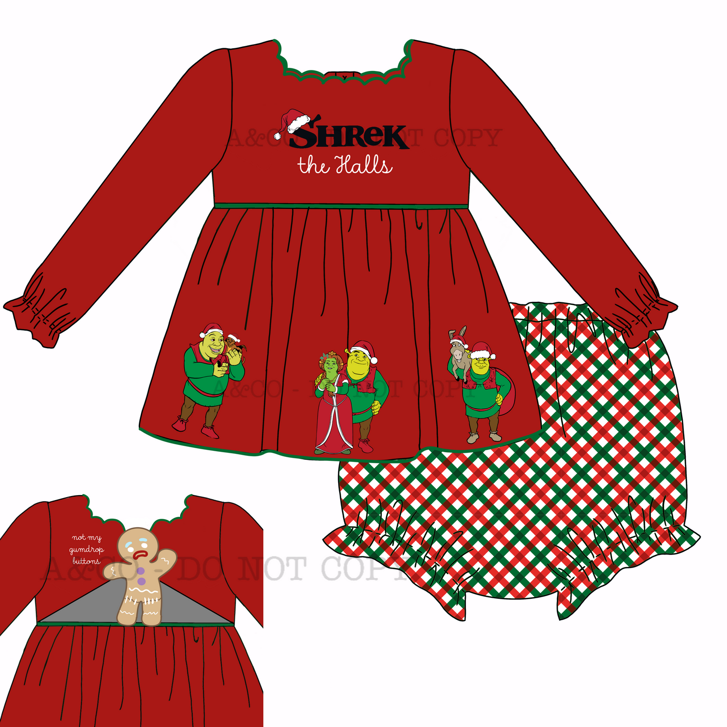 CHRISTMAS PO2: Shrek The Halls Diaper Set