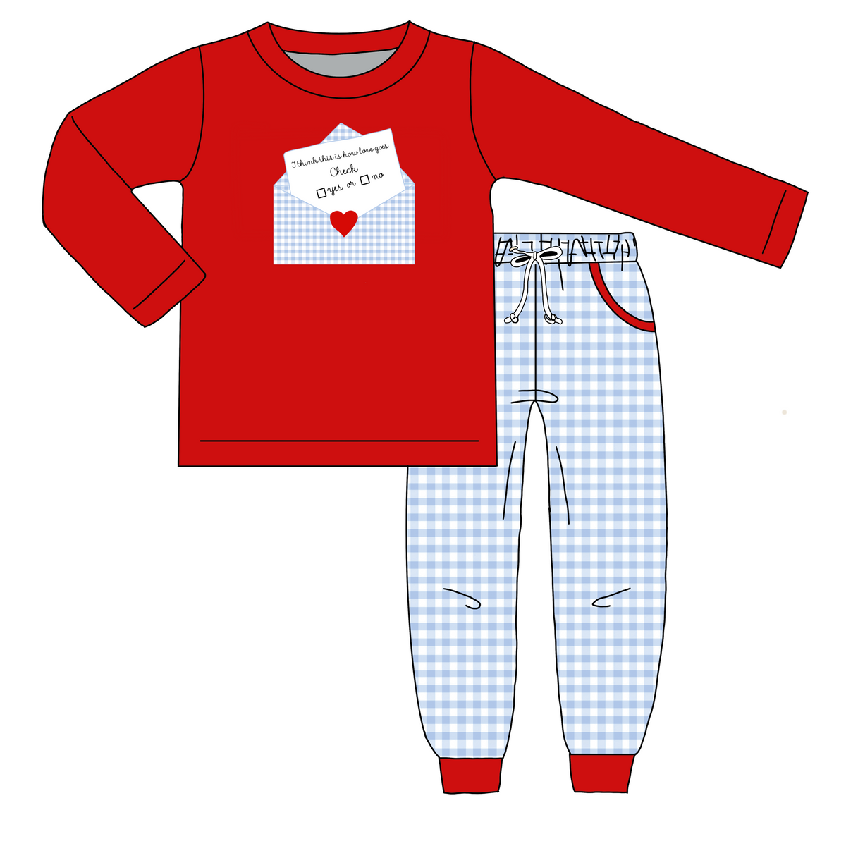Check Yes Or No Boy Pant Set (JAN)