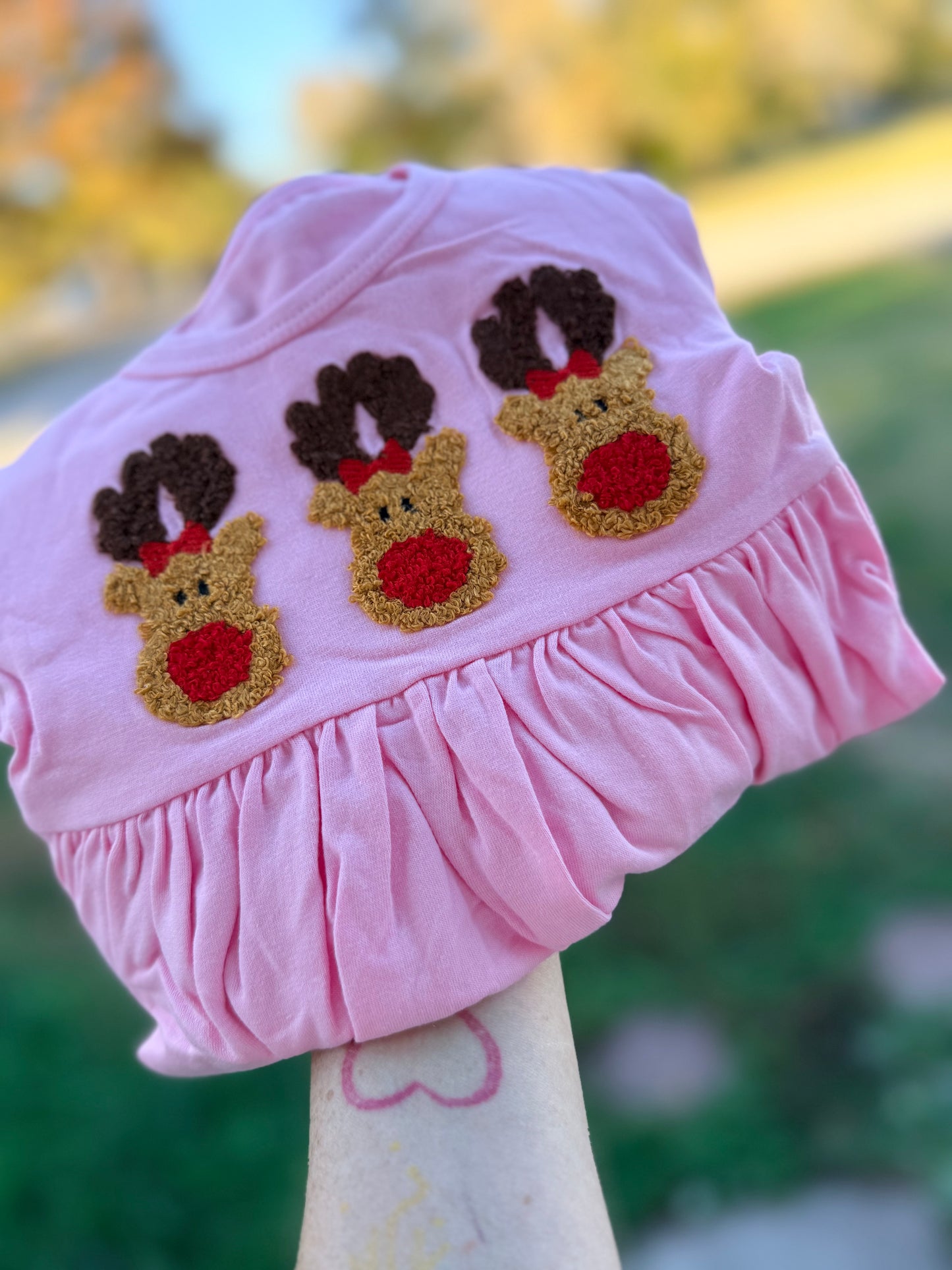 RTS French Knot Pink Reindeer Girl Bubble