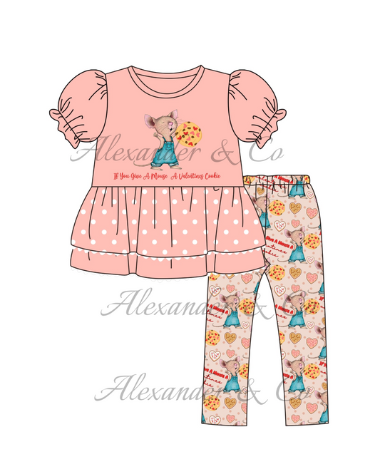 RTS Mouse Valentines Cookie Girl Pants Set