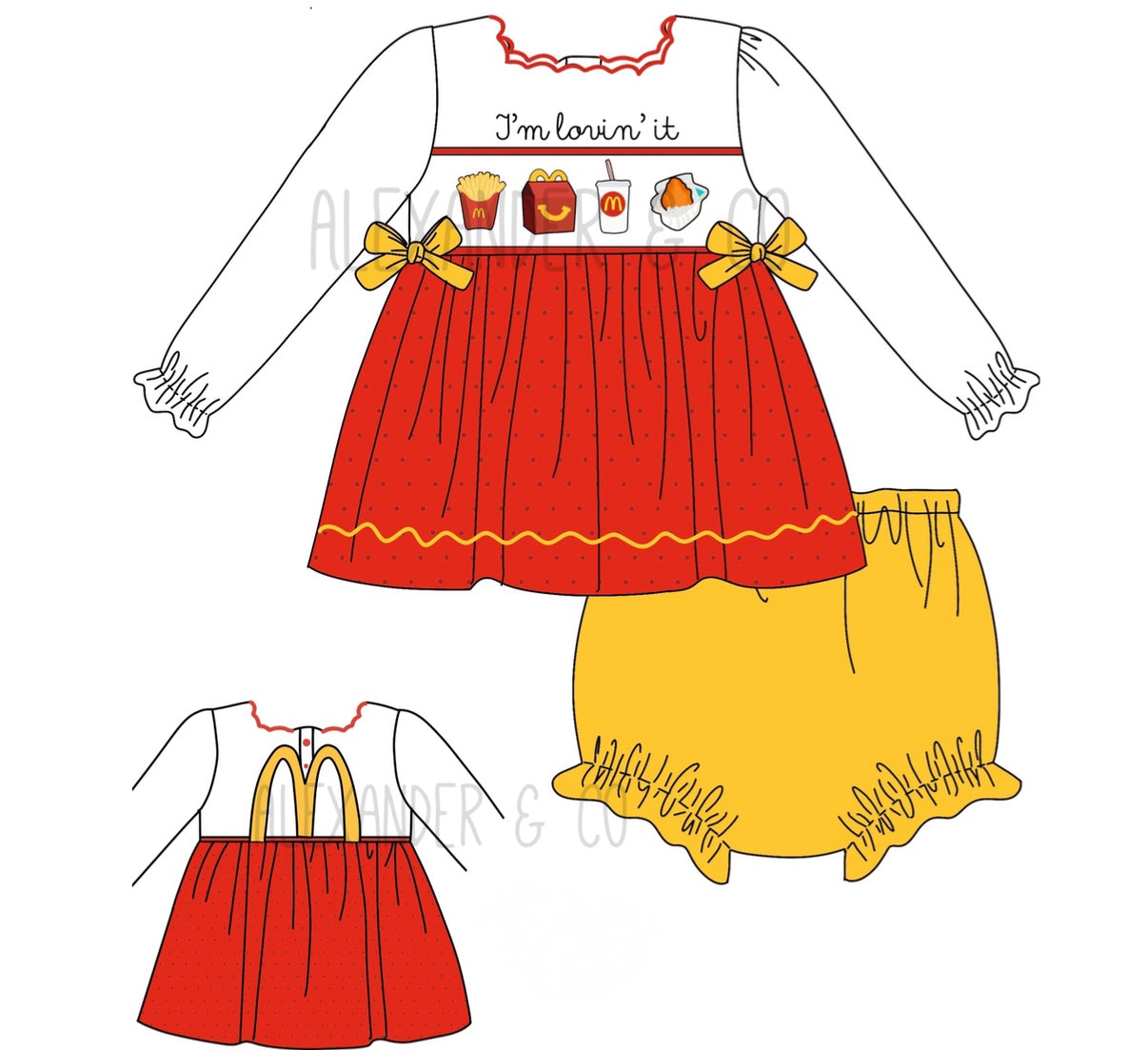FOODIE PO: Hand Smocked I’m Lovin It Diaper Set