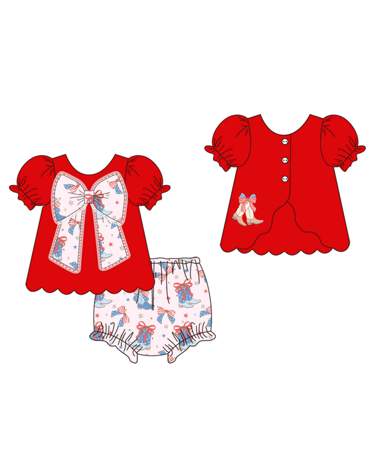 RTS RWB Boots & Bows Diaper Set