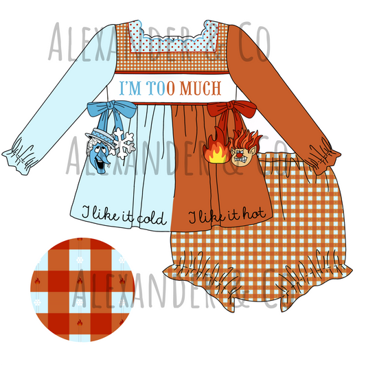CHRISTMAS PO1: Hand Smocked I’m Too Much Diaper Set