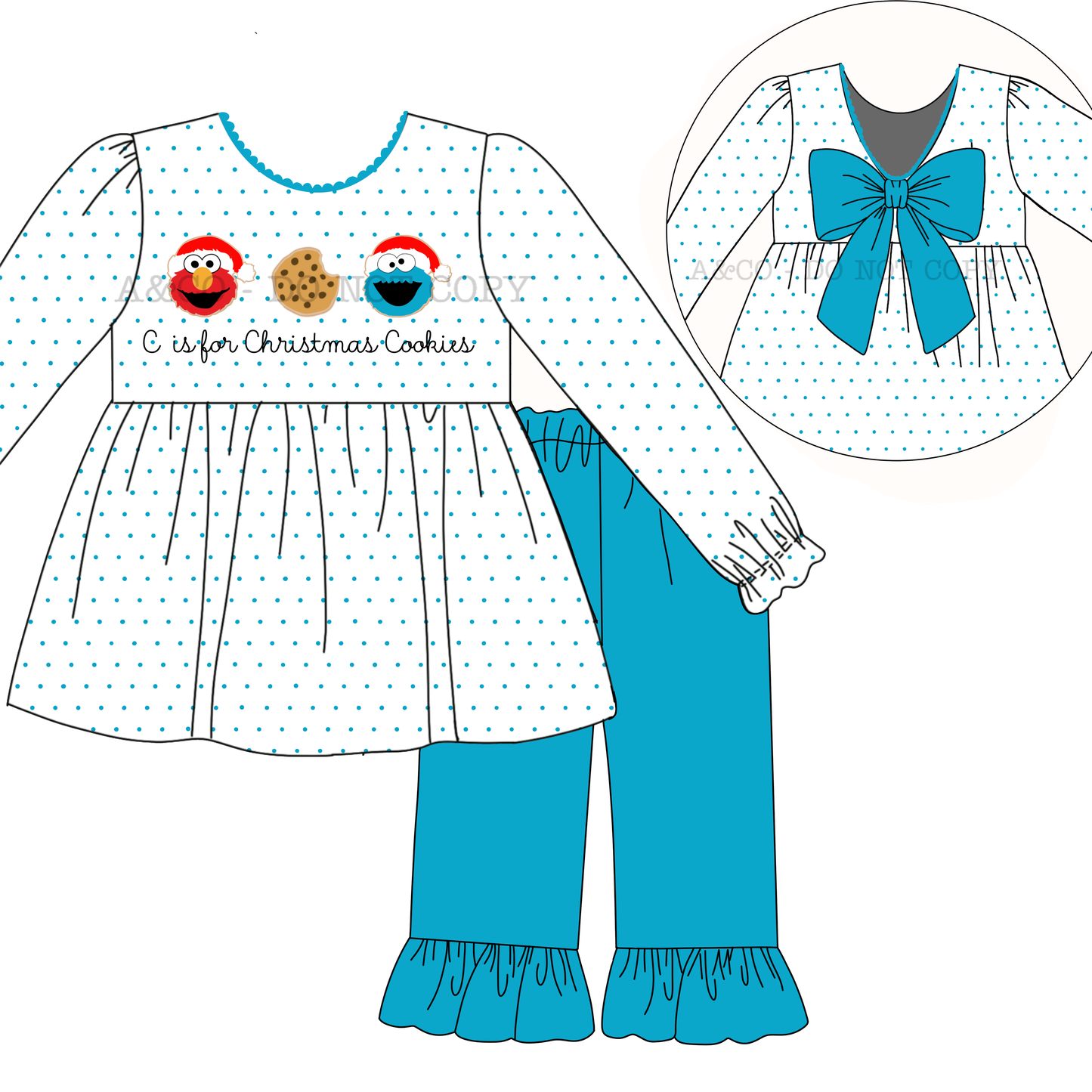 CHRISTMAS PO2: C Is For Christmas Cookies Girls Pant Set (OCT)
