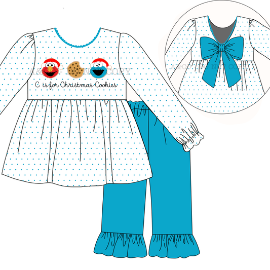CHRISTMAS PO2: C Is For Christmas Cookies Girls Pant Set (OCT)