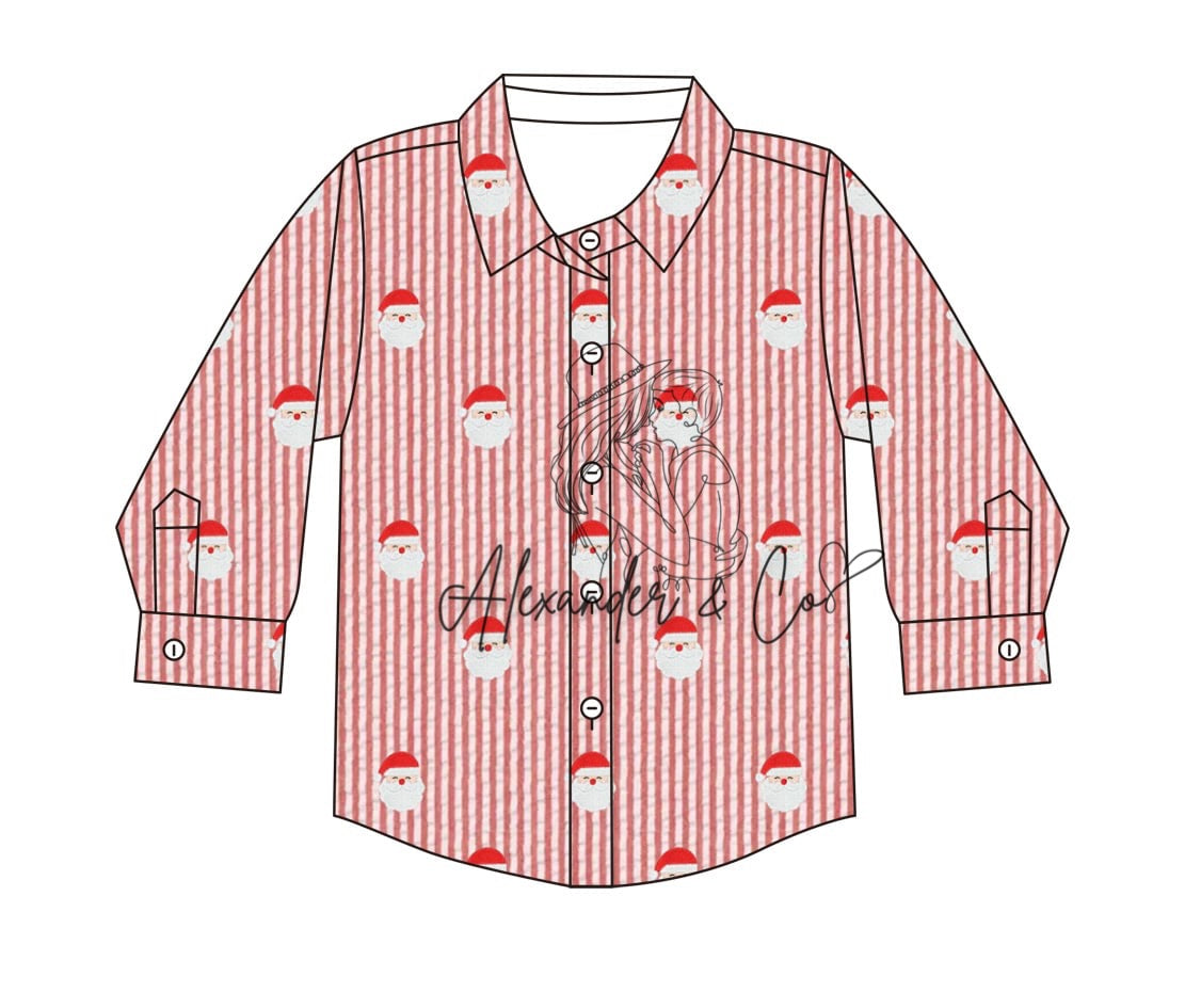 RTS - Seersucker Santa Boys Top