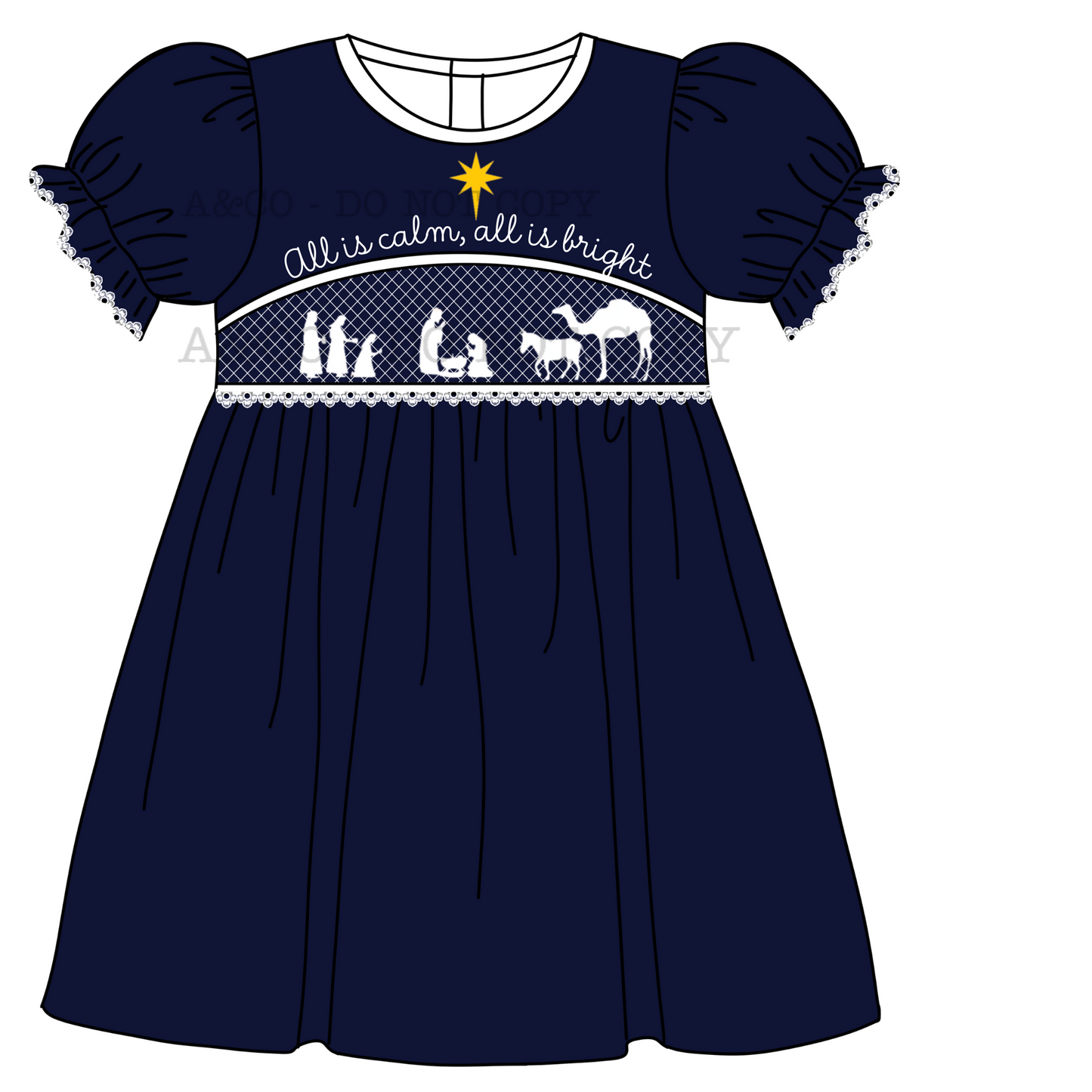 CHRISTMAS PO2: All Is Calm Short Sleeve Dress (OCT)