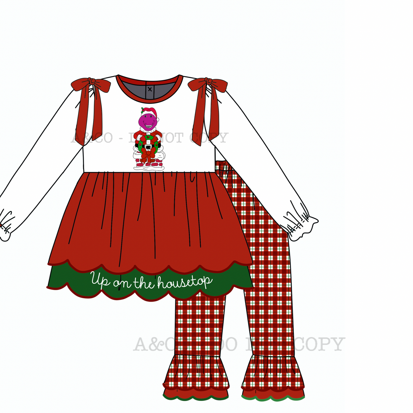 CHRISTMAS PO2: Up On The Housetop Girl Pant Set (OCT)
