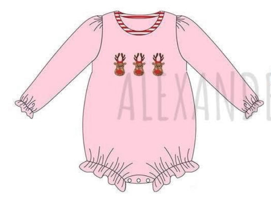 RTS French Knot Pink Reindeer Girl Bubble