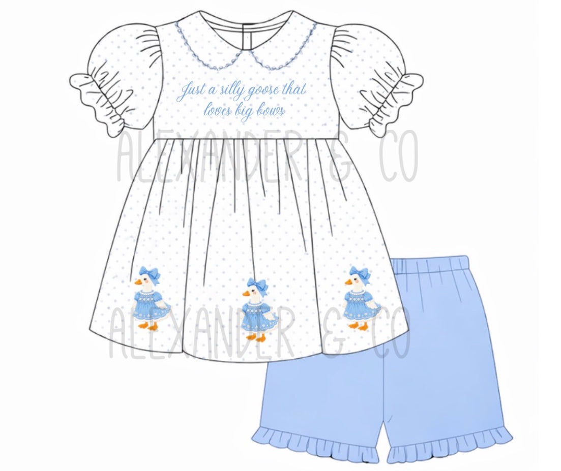 RTS Silly Goose Bows Shorts Set