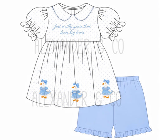 RTS Silly Goose Bows Shorts Set