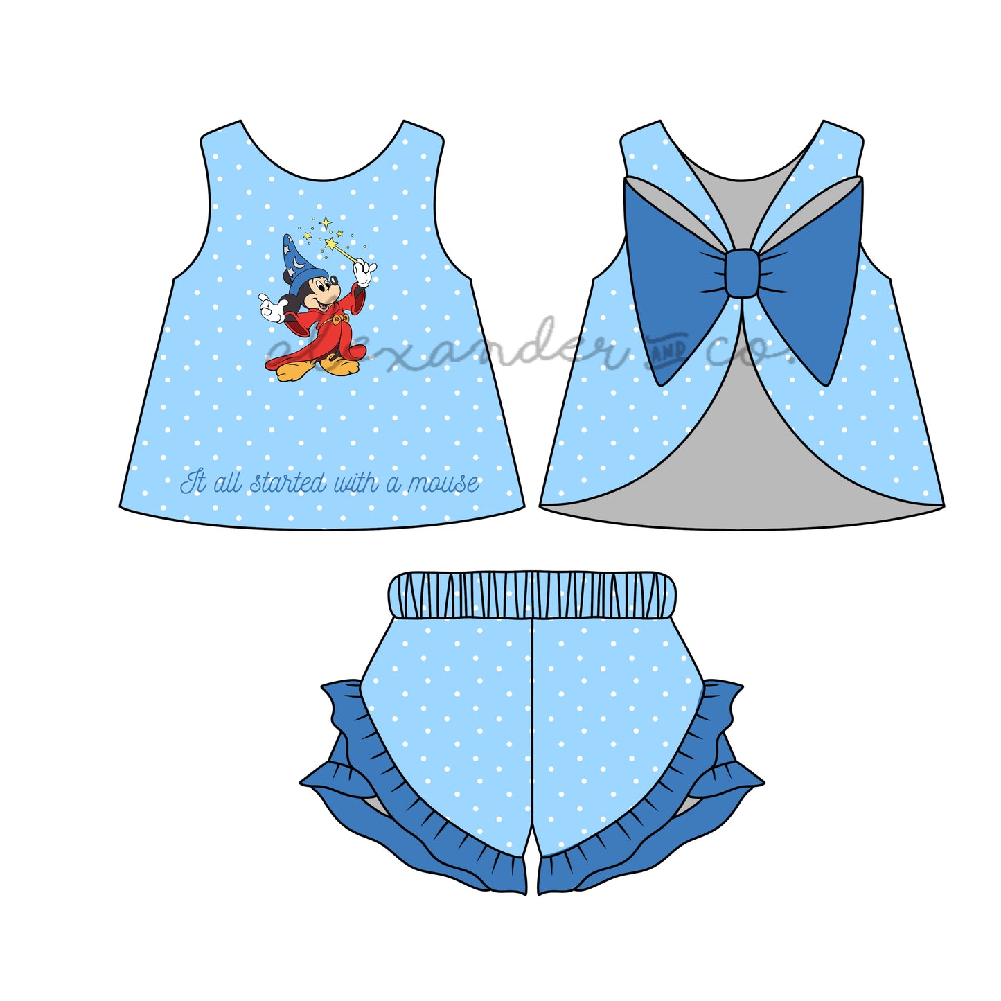 RTS Started With A Mouse Girl Shorts Set