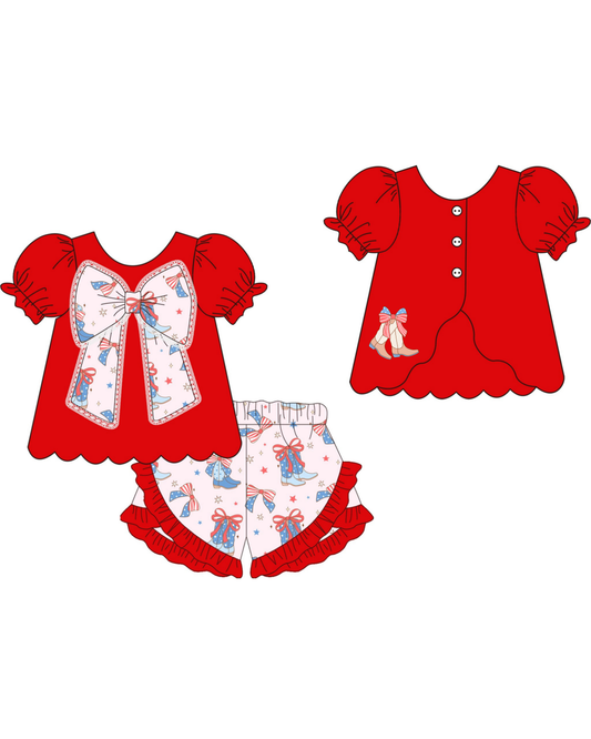 RTS RWB Boots & Bows Girls Shorts Set