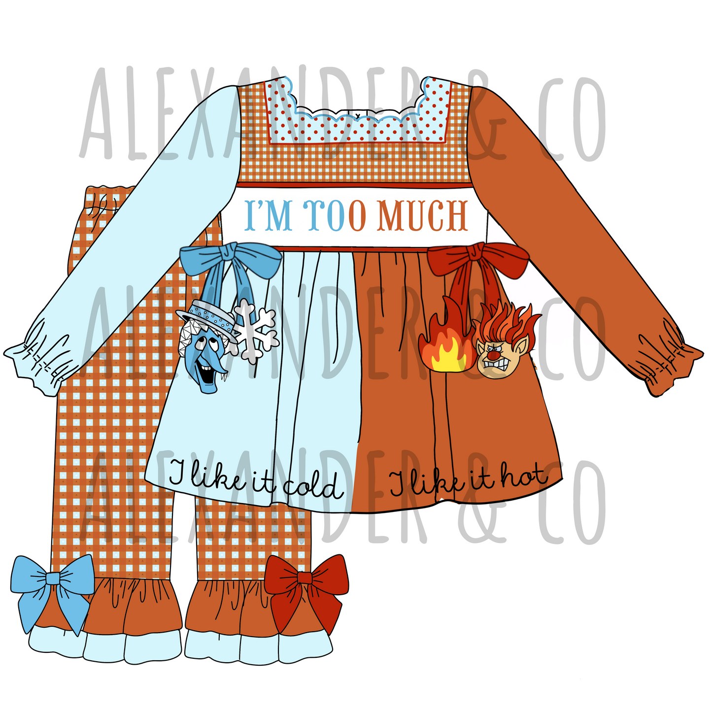 CHRISTMAS PO1: Hand Smocked I’m Too Much Girls Pant Set
