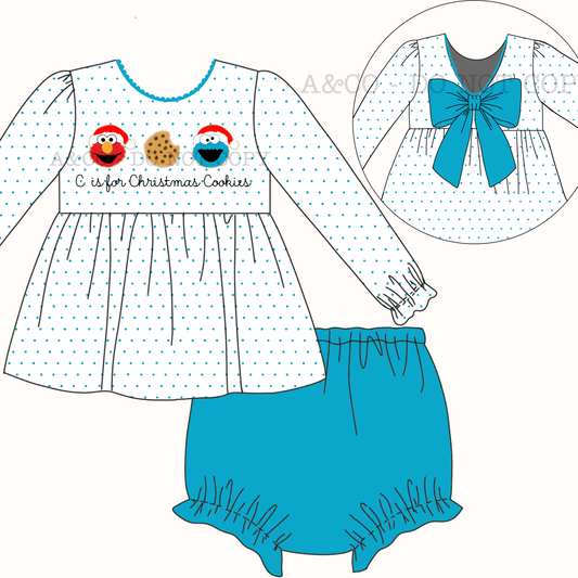 CHRISTMAS PO2: C Is For Christmas Cookies Girls Diaper Set (OCT)