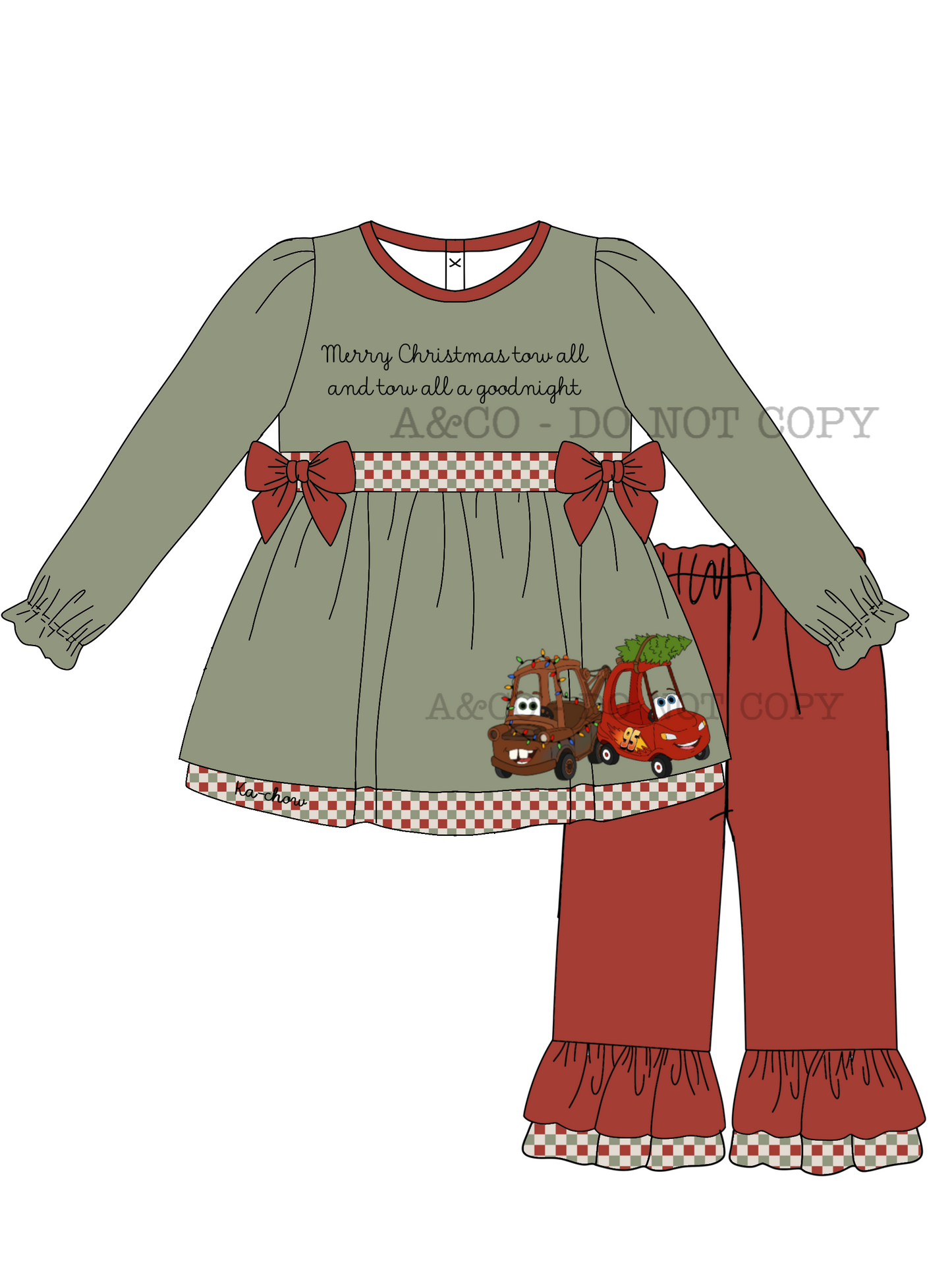 CHRISTMAS PO2: Merry Christmas Tow All Girl Pant Set